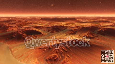 Mars Planet Surface With Dust Blowing. 3d illustration