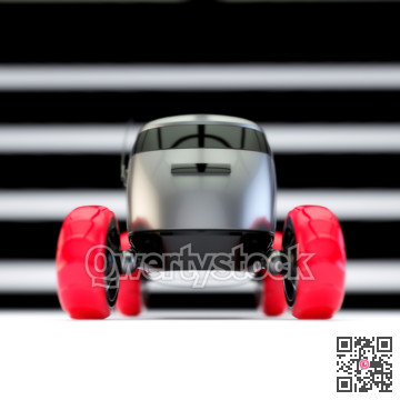 Automated Delivery Robot Service . Modern Smart Wireless Robot Delivers Goods or Food to a Customer. New Technological Iot Business Industry of Delivery Logisti