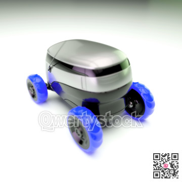 Automated Delivery Robot Service . Modern Smart Wireless Robot Delivers Goods or Food to a Customer. New Technological Iot Business Industry of Delivery Logisti