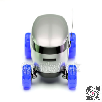 Automated Delivery Robot Service . Modern Smart Wireless Robot Delivers Goods or Food to a Customer. New Technological Iot Business Industry of Delivery Logisti