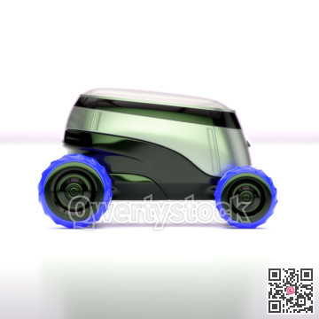 Automated Delivery Robot Service . Modern Smart Wireless Robot Delivers Goods or Food to a Customer. New Technological Iot Business Industry of Delivery Logisti