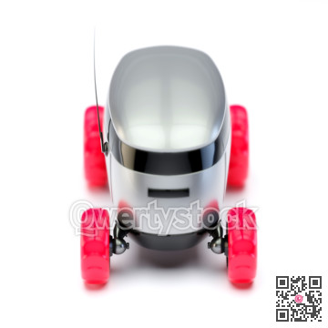 Automated Delivery Robot Service . Modern Smart Wireless Robot Delivers Goods or Food to a Customer. New Technological Iot Business Industry of Delivery Logisti