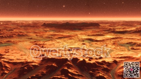 Mars Planet Surface With Dust Blowing. 3d illustration