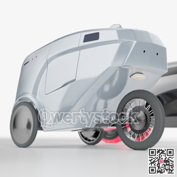 Autonomous robot product delivery. Smart delivery of food, groceries, letters, documents, etc. 3d illustration