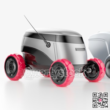Autonomous robot product delivery. Smart delivery of food, groceries, letters, documents, etc. 3d illustration