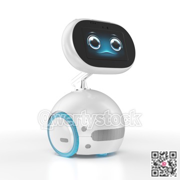 Smart robot with smart screen. Household Assistant. 3d illustration.
