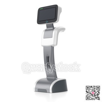 Robot vacuum cleaner. Touch screen, autonomous operation. 3d illustration.