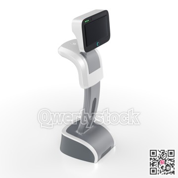 Robot vacuum cleaner. Touch screen, autonomous operation. 3d illustration.