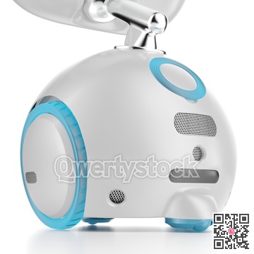 Robot vacuum cleaner. Touch screen, autonomous operation. 3d illustration.