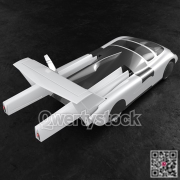Concept of a flying car. Flying car. Studio render. 3D illustration.