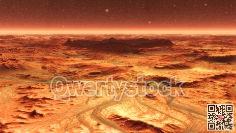Mars Planet Surface With Dust Blowing. 3d illustration