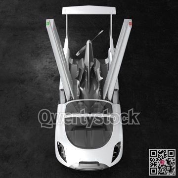 Concept of a flying car. Flying car. Studio render. 3D illustration.