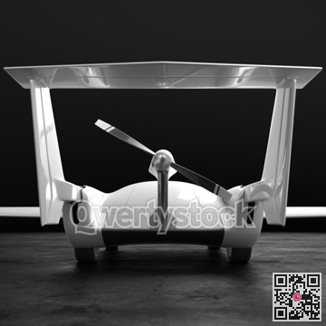 Concept of a flying car. Flying car. Studio render. 3D illustration.