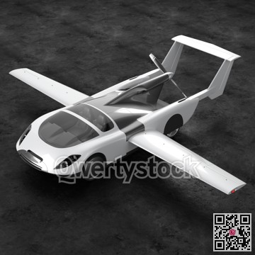 Concept of a flying car. Flying car. Studio render. 3D illustration.