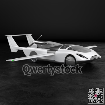 Concept of a flying car. Flying car. Studio render. 3D illustration.