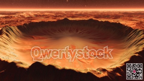Mars Planet Surface With Dust Blowing. 3d illustration