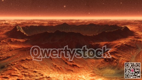 Mars Planet Surface With Dust Blowing. 3d illustration