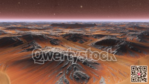 Mars Planet Surface With Dust Blowing. 3d illustration