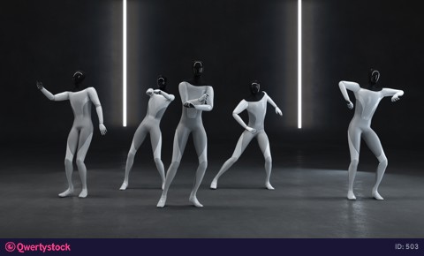 Dancing bot. The humanoid moves freely to the music. 3d rendering