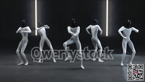 Humanodid's works dance. Joint dance. 3d illustration