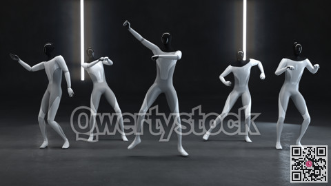 Humanodid's works dance. Joint dance. 3d illustration