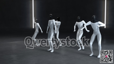 Humanodid's works dance. Joint dance. 3d illustration