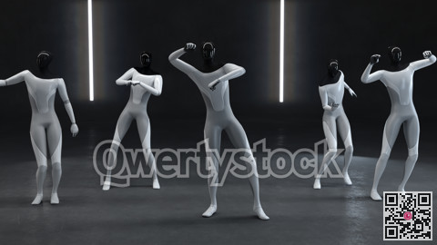 Humanodid's works dance. Joint dance. 3d illustration