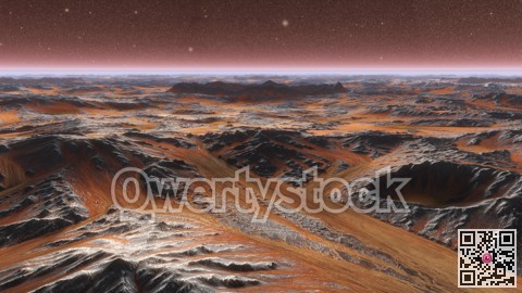 Mars Planet Surface With Dust Blowing. 3d illustration