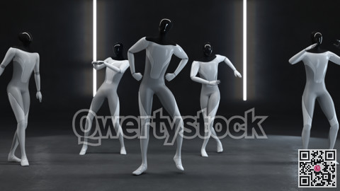 Party at the robots. Dancing together. 3d illustration