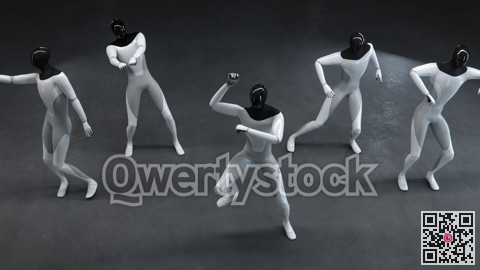 Party at the robots. Dancing together. 3d illustration