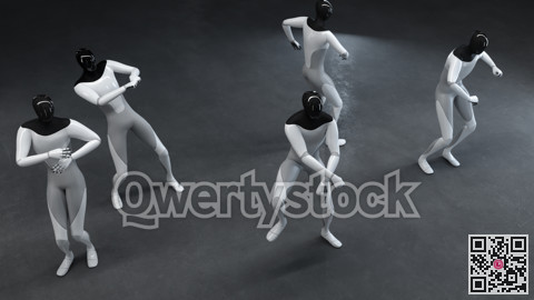 Party at the robots. Dancing together. 3d illustration