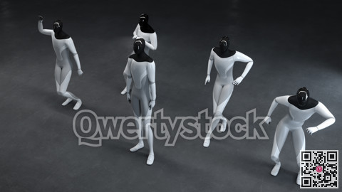 Party at the robots. Dancing together. 3d illustration