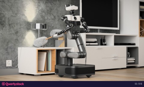 Robot cleaner, cleans dust from the surface. 3d rendering