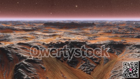Mars Planet Surface With Dust Blowing. 3d illustration