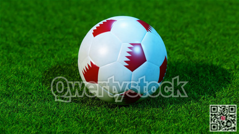 Soccer ball on a green lawn. 3D illustration.
