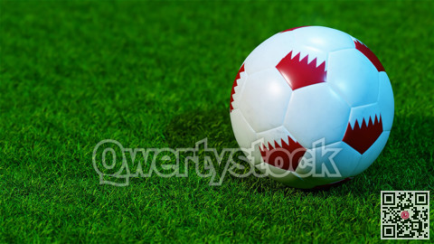 Soccer ball on a green lawn. 3D illustration.