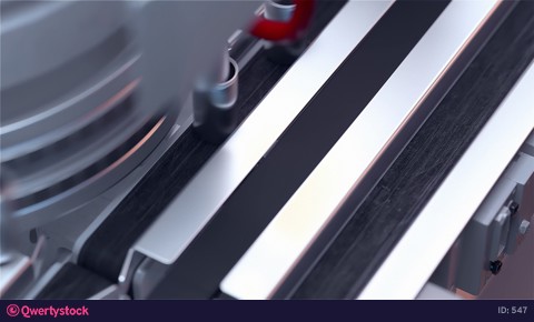 Production of lithium ion batteries. Energy-efficient batteries. Close-up, top view. 3D rendering.