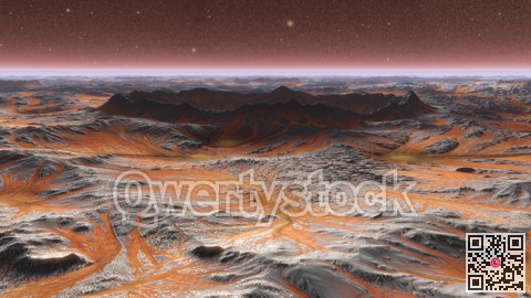 Mars Planet Surface With Dust Blowing. 3d illustration
