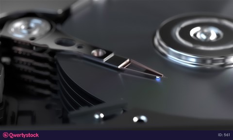 Write and read information from your computer's hard drive. Close-up. 3D rendering.