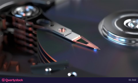Computer hard drive, hard drive operation. Record driver installation. Close-up. 3D rendering.