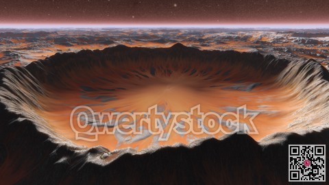 Mars Planet Surface With Dust Blowing. 3d illustration