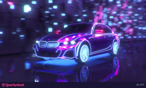 Super fast car going on the road with lights trails. hyperspeed auto and traffic concept action. 