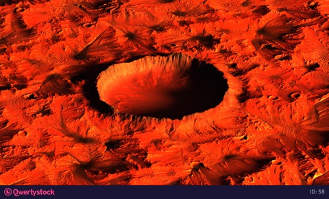 planet mars crater zoom in