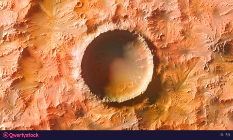 planet mars crater zoom in