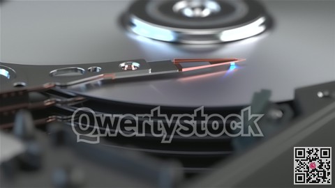 Write information to your computer's hard drive, close-up. 3D rendering.