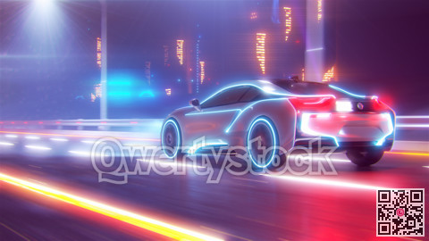Future car going on the road 3d illustration