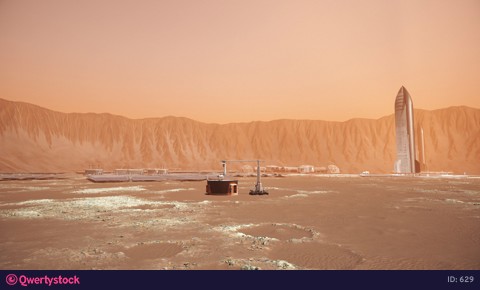 3D printer creates a house on Mars from sand, concept technology of building modules for life 3d animation