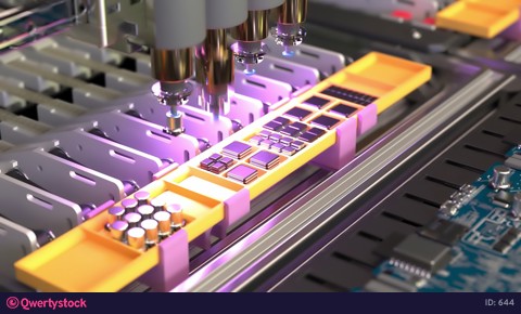 Conveyor for the production of processors and motherboards at the factory 4k footage