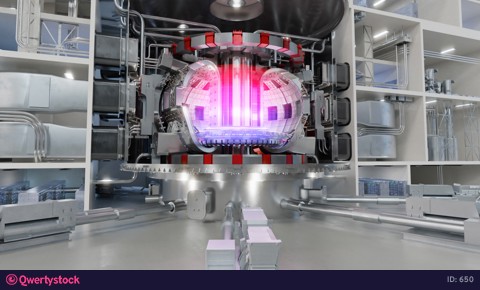 ITER Tokamak fusion reactor with internal communications and plasma inside
