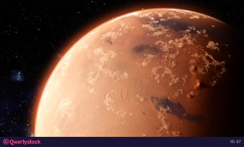 Orbiting Planet Mars. High quality 4K CG animation.